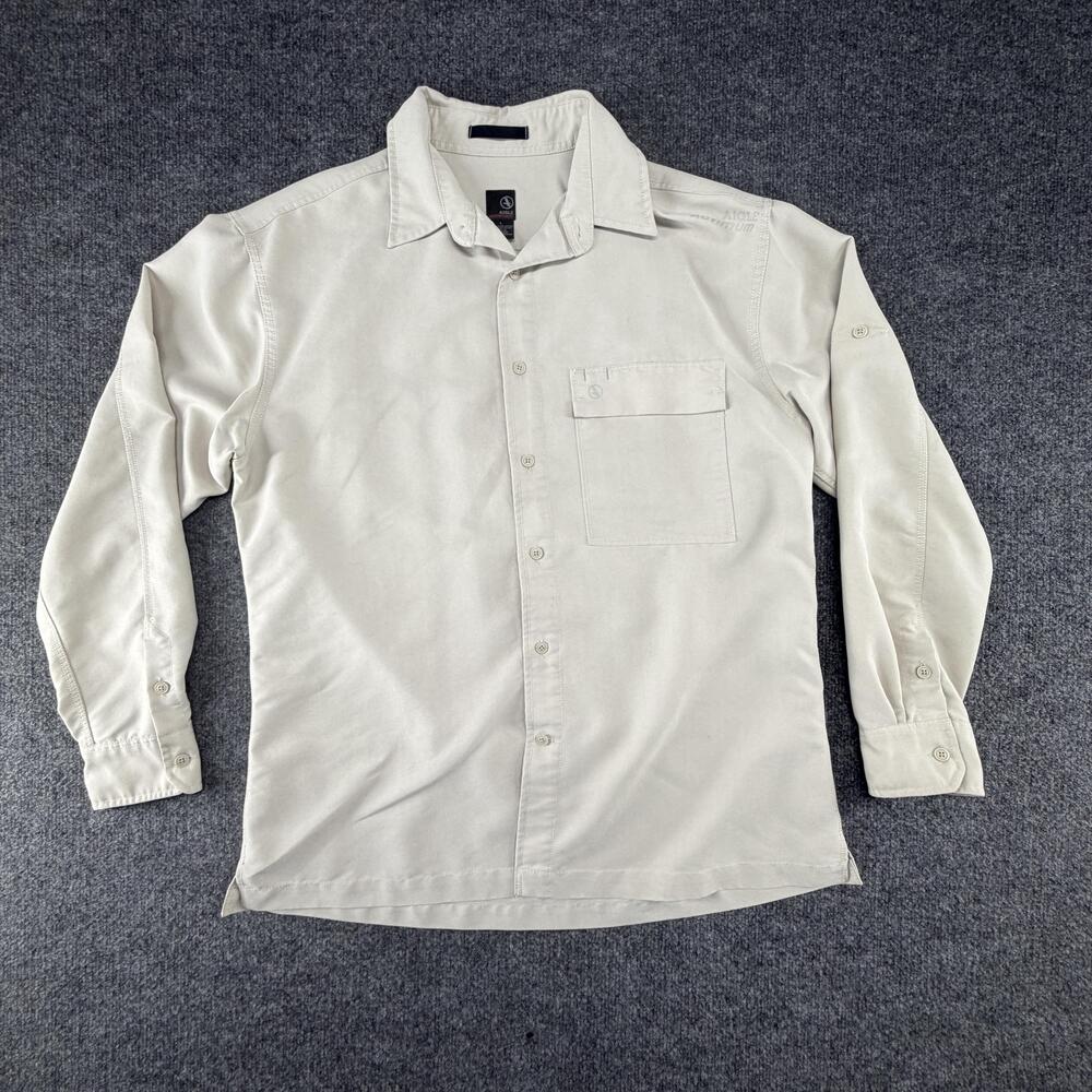 Vtg Aigle Actimum Shirt Mens Large Beige Modal Long Sleeve Hong Kong